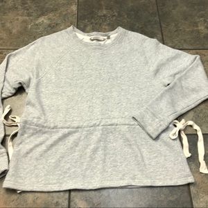 Athleta Gray French Terry Pullover Side Tie Sz Sm